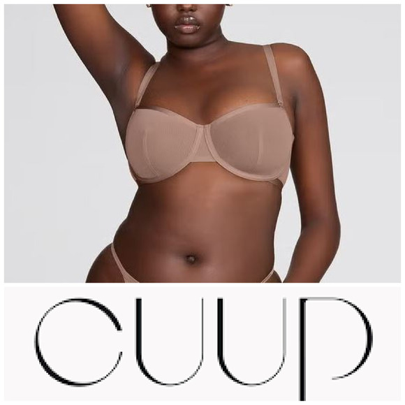 New Cuup The Balconette Sand Sheer Mesh Bra Underwire Sz 38F 38 F NWOT - Picture 1 of 6